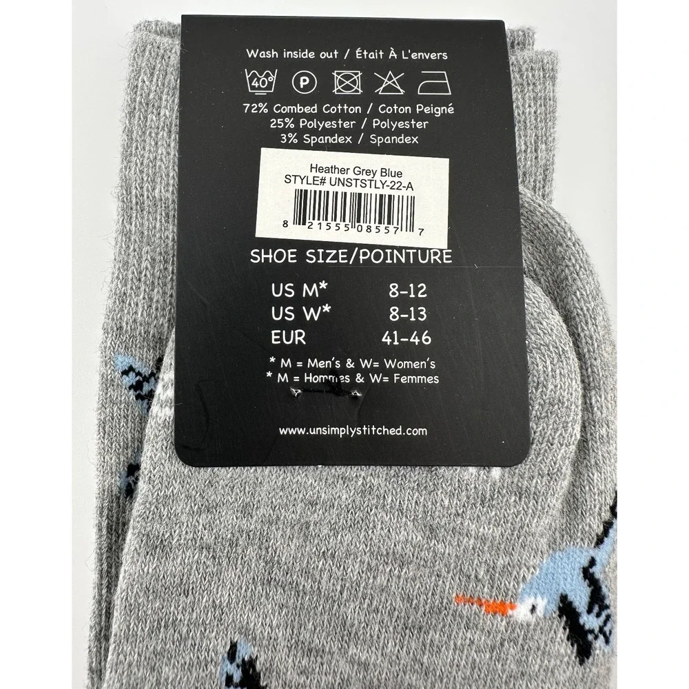 UNSIMPLY STITCHED 2-Pairs Socks Grey Blue Bird‎ & Khaki Paisley NEW